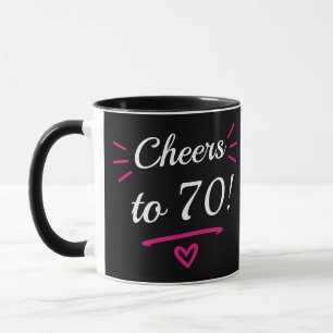Proost op 70 Grappige Roze Mijlpaal Verjaardag Mok