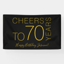 Proost op 70 jaar Zwarte Elegante Verjaardag