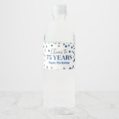 Proost op 75 jaar verjaardag van Blue Silver Confe Waterfles Etiket (Voorkant)
