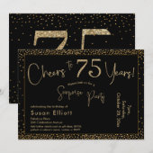 Proost op 75 jaar Verrassing Verjaardag Goud & Zwa Kaart (Voorkant / Achterkant)
