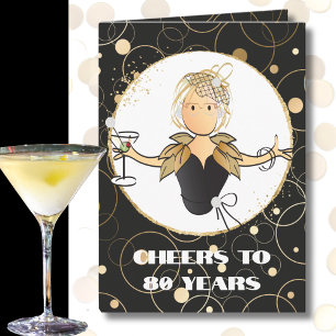 Proost op 80 Bold Glamorous Cartoon 80th Birthday Kaart