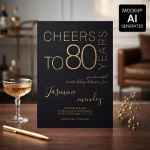 Proost op 80 jaar Black Gold Elegante Verjaardag
