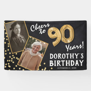 Proost op 80 Jaar Goud 2 Foto Verjaardag Spandoek