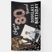 Proost op 80 jaar Roos Gold 2 Foto Verjaardag Spandoek (Verticaal)