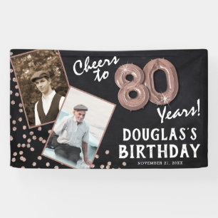 Proost op 80 Jaar Roze Goud 2 Foto Verjaardag Spandoek