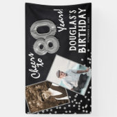 Proost op 80 jaar Silver 2 Foto Verjaardag Spandoek (Verticaal)