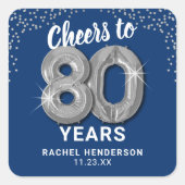 Proost op 80 jaar verjaardag vierkante sticker (Voorkant)