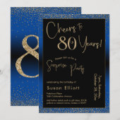 Proost op 80 jaar Verrassingsfeestje Blauw Kaart (Voorkant / Achterkant)