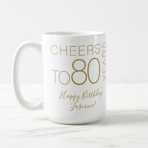 Proost op 80 jaar Wit Goud Elegante Verjaardag Koffiemok