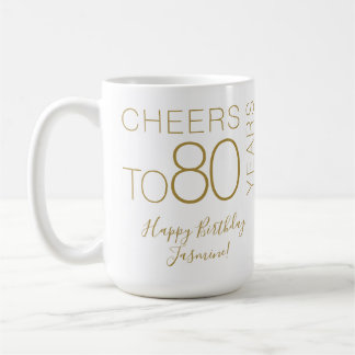 Proost op 80 Jaar Wit Gouden Verjaardagscadeau Koffiemok