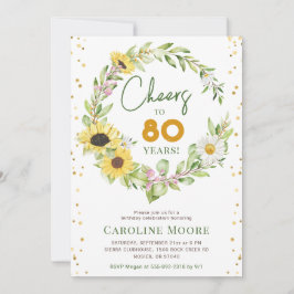 Proost op 80 Jaar Zonnebloem Bloemen Herfst Autumn Kaart