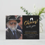 Proost op 86 jaar gouden zwarte volwassen verjaard kaart (Staand voorkant)