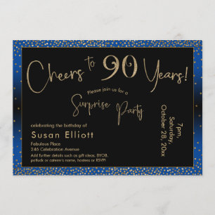 Proost op 90 jaar Verrassing Verjaardag Gold & Blu Kaart