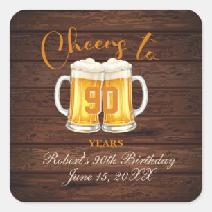 Proost op 90 Jaar Vierkante Sticker
