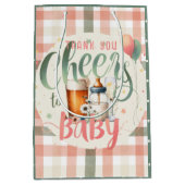 Proost op Baby Sage Peach Gingham Favor Geschenken Medium Cadeauzakje (Voorkant)