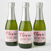 Proost op Bord Roze Bloeiende Roos Bruiloft Mini Sparkling Wijnetiket (Flessen)
