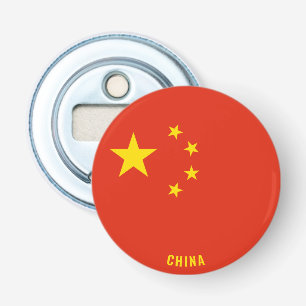 Proost op China! Prachtig patriottisch Button Flesopener