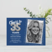 Proost op de 35e verjaardag foto kaart (Staand voorkant)