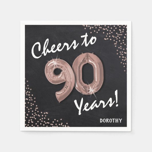 Proost op de 90 jaar! 90e verjaardag servet (Voorkant)