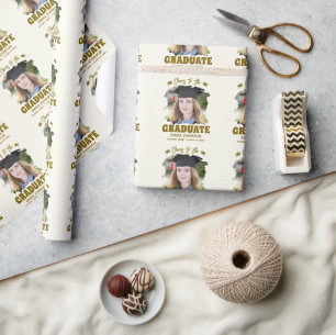 Proost op de afgestudeerde aangepaste foto naam fa cadeaupapier