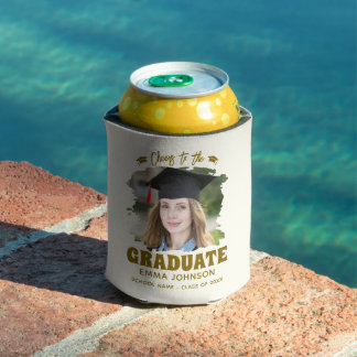 Proost op de afgestudeerde aangepaste fotonaam fam blikjeskoeler