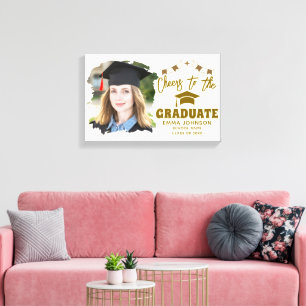 Proost op de afgestudeerde aangepaste fotonaam fam canvas afdruk