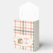 Proost op de Baby Sage Peach Gingham Bierflessen Bedankdoosjes (Geopend)