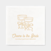 Proost op de bruid Coquette Bow Gold Foil servette Folie Servetten (Voorkant)