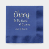 Proost op de bruid en bruidegom namen bruiloft folie servetten (Voorkant)