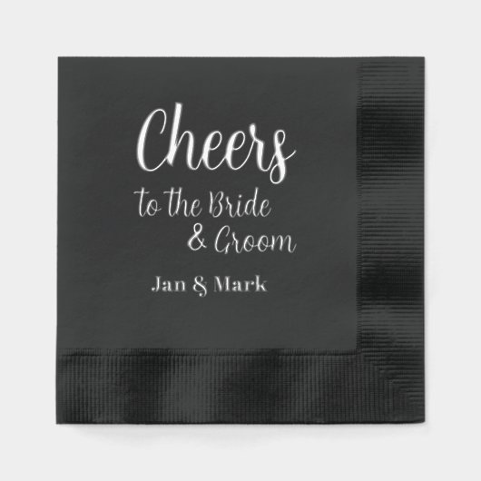 Proost op de bruid en bruidegom namen bruiloft folie servetten (Voorkant)