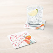 Proost op de bruidsdouche vierkante kartonnen onderzetter (Insitu)