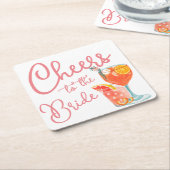 Proost op de bruidsdouche vierkante kartonnen onderzetter (Schuin)