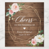 Proost op de bruiloft rustieke hout blozen wijn etiket (Enkel label)