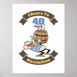 Proost op de Cartoon van 40 Years Funny Beer Birth Poster