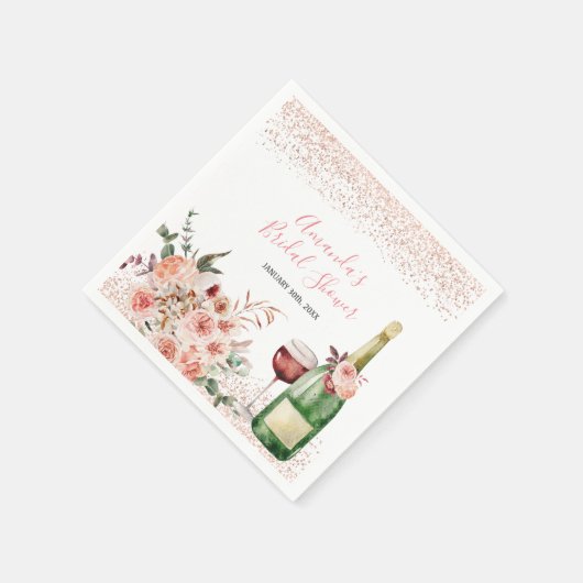 Proost op de Liefde Blush Roze Bruidsdiner Servet (Hoek)