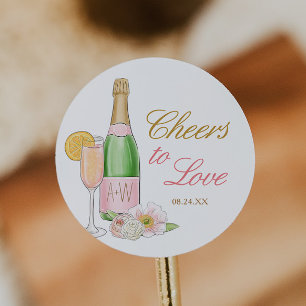 Proost Op De Liefde Bruidsbrunch en Bruisend Gesch Ronde Sticker