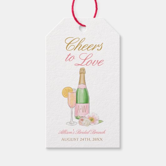 Proost Op De Liefde Champagne Bruidsfeest Cadeaulabel (Voorkant)