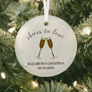 Proost Op De Liefde Champagne Glazen Glas Ornament