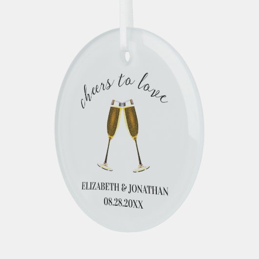 Proost Op De Liefde Champagne Glazen Glas Ornament (Voorkant links)