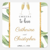 Proost op de Liefde Champagne Groene Verlovingsfee Vierkante Sticker (Voorkant)