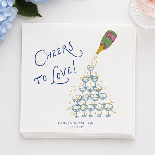 Proost op de Liefde Champagne Toren Trouwservetjes Servet