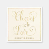 Proost op de liefde Gold Ivory Wedding Monogram Servetten (Voorkant)