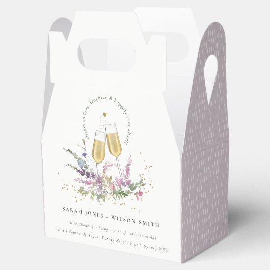 Proost op de Liefde Gouden Wijn Glazen Bloemige Br Bedankdoosjes (Geopend)