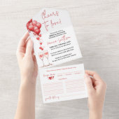 Proost op de Liefde Valentijnsharten Bruidsmeisjes All In One Uitnodiging (Afscheurbaar)