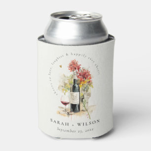Proost op de liefde voor wijn Rood Geel Bloemen Br Blikjeskoeler