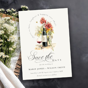 Proost op de liefde voor wijn Rood Geel Bloemen Br Save The Date