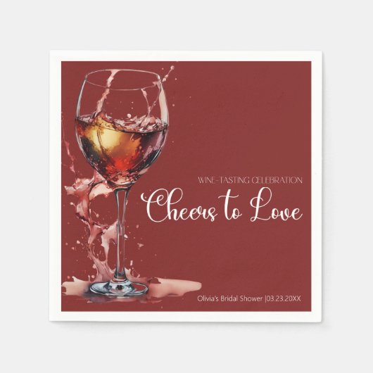 Proost op de liefde Wijnproeverij Bruidsdouche Servet (Voorkant)