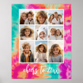 Proost op de New Year Stropdas-Dye Blauwgroen 70s  Poster (Voorkant)