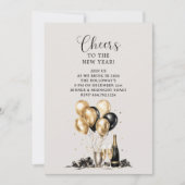 Proost op de nieuwjaarsgoud-zwart feest kaart (Voorkant)