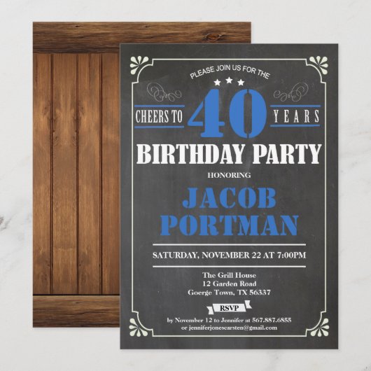 Proost op de uitnodiging voor 40 jaar. retro (Voorkant / Achterkant)